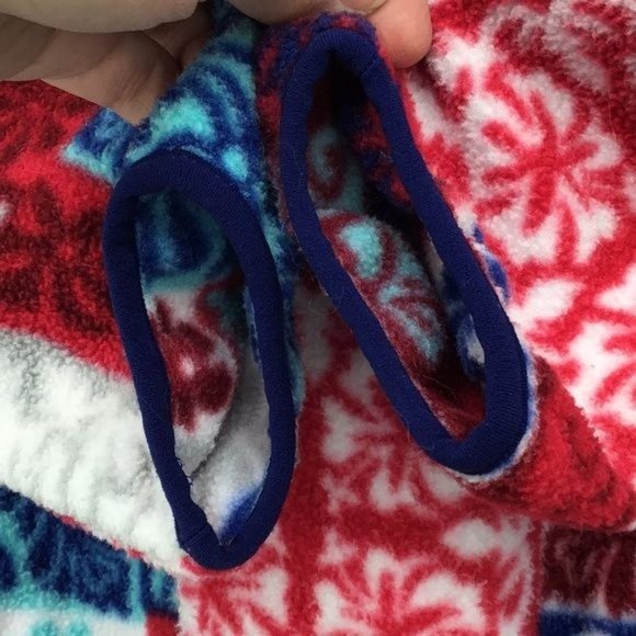 Patagonia Woman XXS Patchwork Synchilla Snap T Fleece Makai Red Blue White - Picture 4 of 6